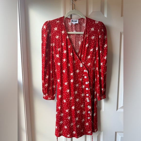 Rouje Gabinette Wrap Dress Burgundy Floral 34 - Picture 4 of 10